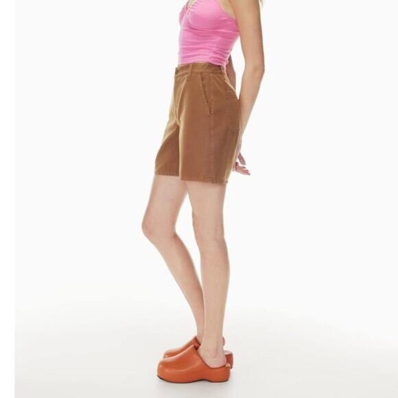 NWT SUNDAY BEST Aritzia Jaden 7" High Waisted Chino Shorts Sz 4 Epicurean Brown - Picture 3 of 9